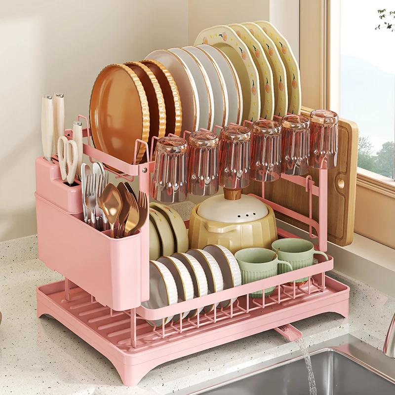 2-Tier Dish Drying Rack with Drainage Tube Countertop Space-Saving Kitchen Storage Organizer for Plates Bowls Utensils Cups 2-tier рожевий
2-Tier Dish Drying Rack with Drainage Tube Countertop Space-Saving Kitchen Storage Organizer for Plates Bowls Utensils Cups 2-tier рожевий