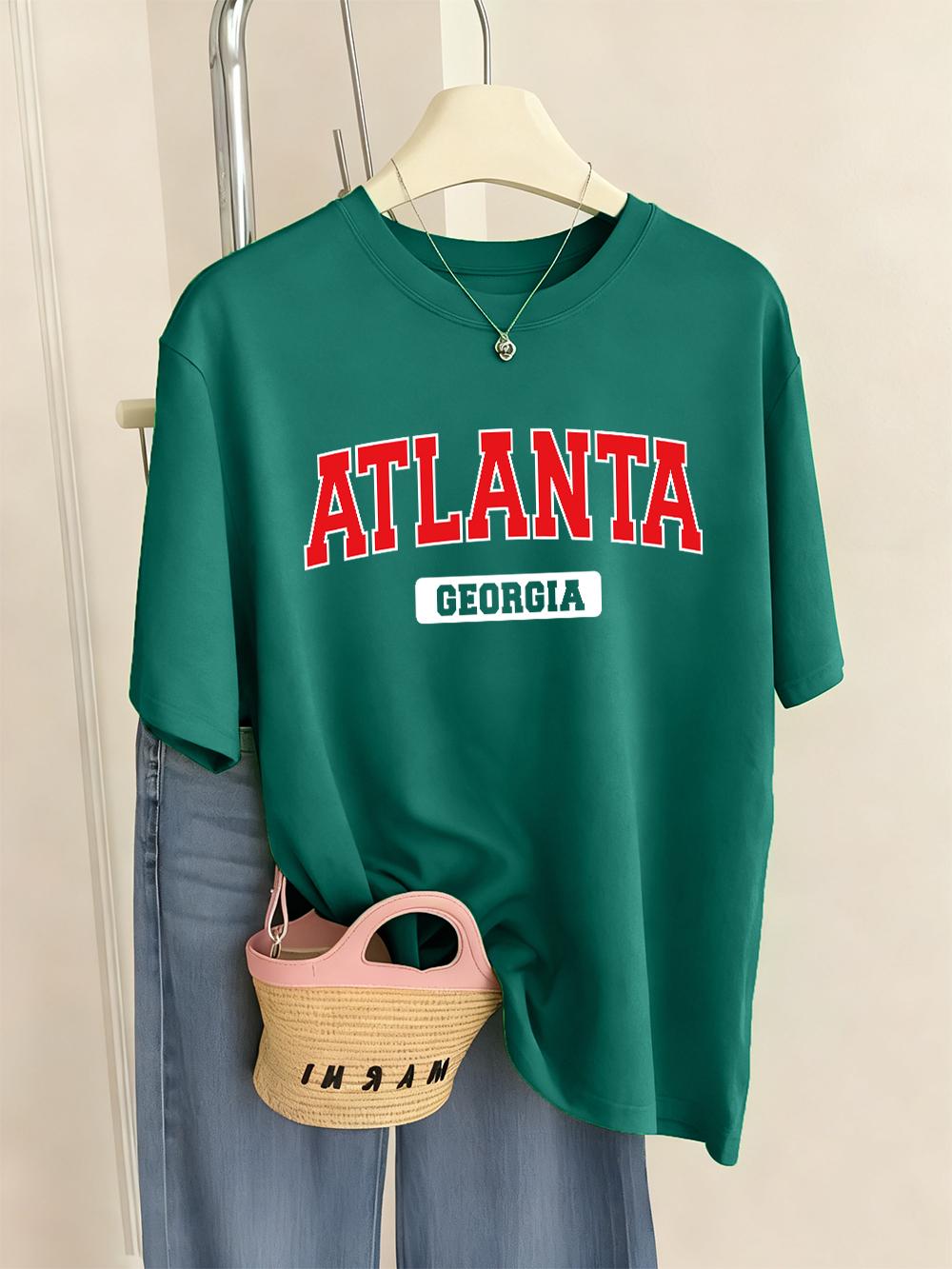 Atlanta Georgia Letter Printing TShirts Women Basics Short Sleeve Tops ONeck Soft T Shirts Summer Comfortable Womans Clothes 4XL
Atlanta Georgia Letter Printing TShirts Women Basics Short Sleeve Tops ONeck Soft T Shirts Summer Comfortable Womans Clothes 4XL