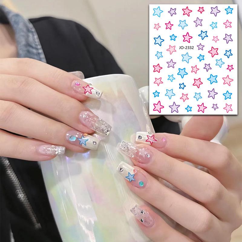 Colorful Star Nail Stickers: Red & Blue Five-Pointed Star and Heart Adhesive Decals
Colorful Star Nail Stickers: Red & Blue Five-Pointed Star and Heart Adhesive Decals