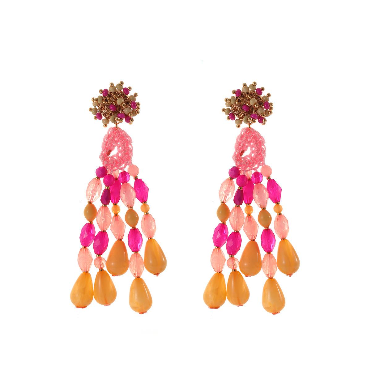 Exaggerated hand woven droplet shaped tassel multi-layer earrings dopamine geometric women s fashion
Exaggerated hand woven droplet shaped tassel multi-layer earrings dopamine geometric women s fashion