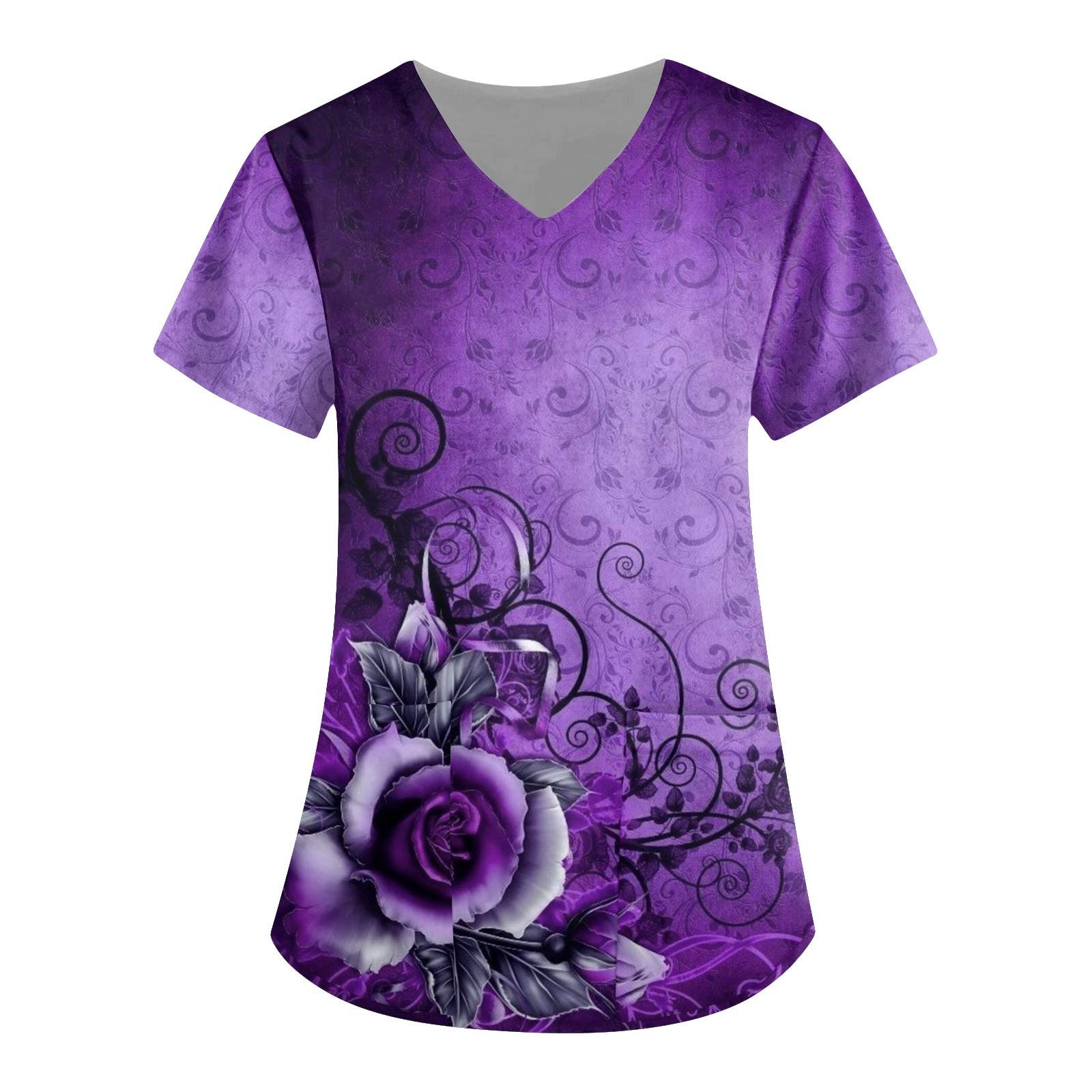 Женская мода, рабочая одежда с v-образным вырезом, короткими рукавами и карманами, топы с принтом, летние топы для женщин M фиолетовый
Женская мода, рабочая одежда с v-образным вырезом, короткими рукавами и карманами, топы с принтом, летние топы для женщин M фиолетовый