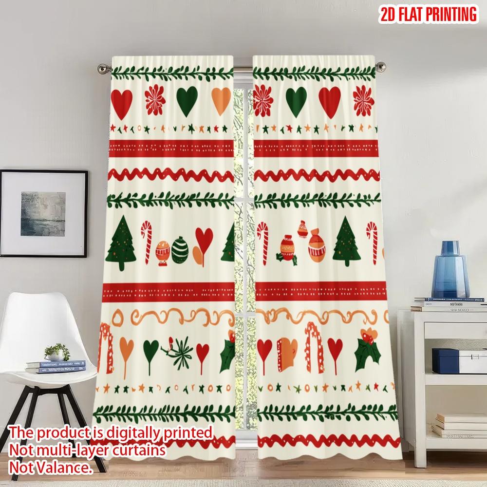 Classic Flat Printing Christmas Hot Curtains Heart Candy Cane Tree Digital Printed Polyester Drapes Festive Set Of 2 Made W100*H70(CM)-Grommet top&2PCS
Classic Flat Printing Christmas Hot Curtains Heart Candy Cane Tree Digital Printed Polyester Drapes Festive Set Of 2 Made W100*H70(CM)-Grommet top&2PCS