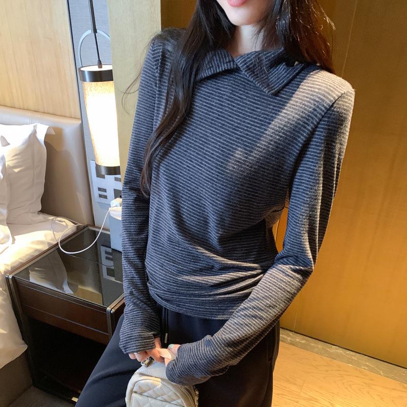 Women s Striped Base Layer Top - Long-Sleeved Lapel T-Shirt, Autumn/Winter 2026 Korean Style, Luxurious Feel Large
Women s Striped Base Layer Top - Long-Sleeved Lapel T-Shirt, Autumn/Winter 2026 Korean Style, Luxurious Feel Large