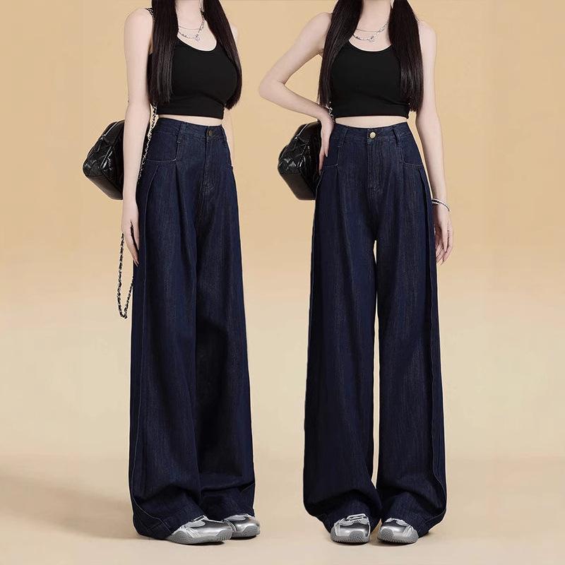 Women s Dark Blue High-Waisted Wide-Leg Jeans - 2024 Spring/Autumn, Slimming & Floor-Length S
Women s Dark Blue High-Waisted Wide-Leg Jeans - 2024 Spring/Autumn, Slimming & Floor-Length S