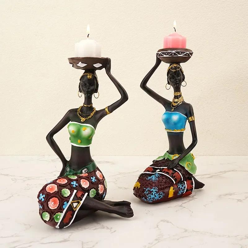 Candle Holder African Women Decor For Table Desk Decorative Dining Room Candleholder Sculptures Resin Candlestick Vintage Statue
Candle Holder African Women Decor For Table Desk Decorative Dining Room Candleholder Sculptures Resin Candlestick Vintage Statue