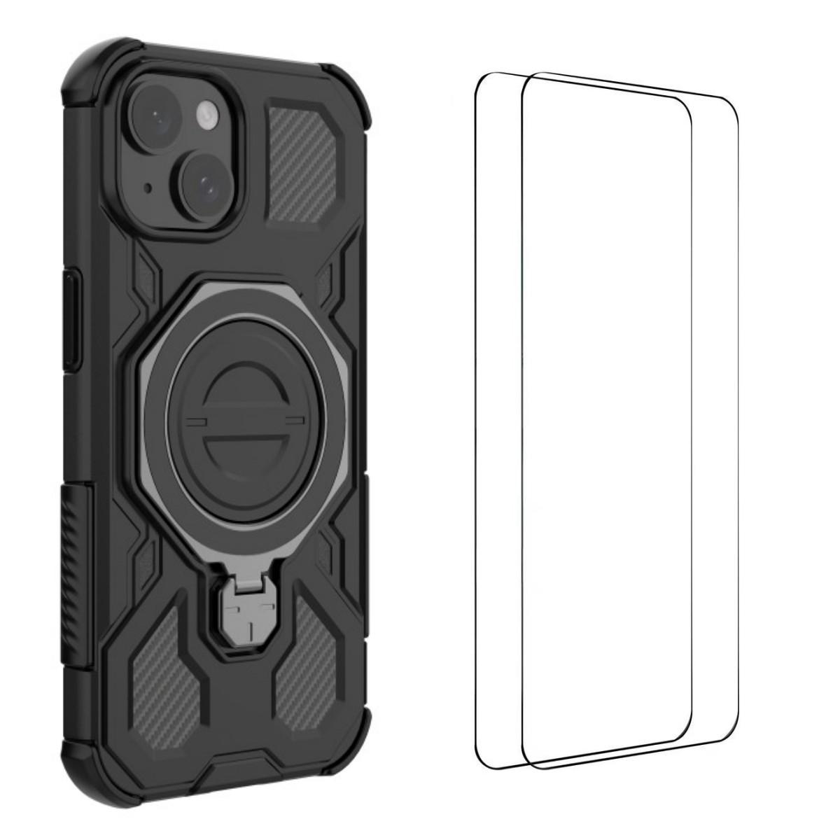 For iPhone 15 Case Kickstand with 2Pcs Screen Film WANLONFENG KJ Series PC TPU Phone Cover (Big Lens Hole) Black
For iPhone 15 Case Kickstand with 2Pcs Screen Film WANLONFENG KJ Series PC TPU Phone Cover (Big Lens Hole) Black