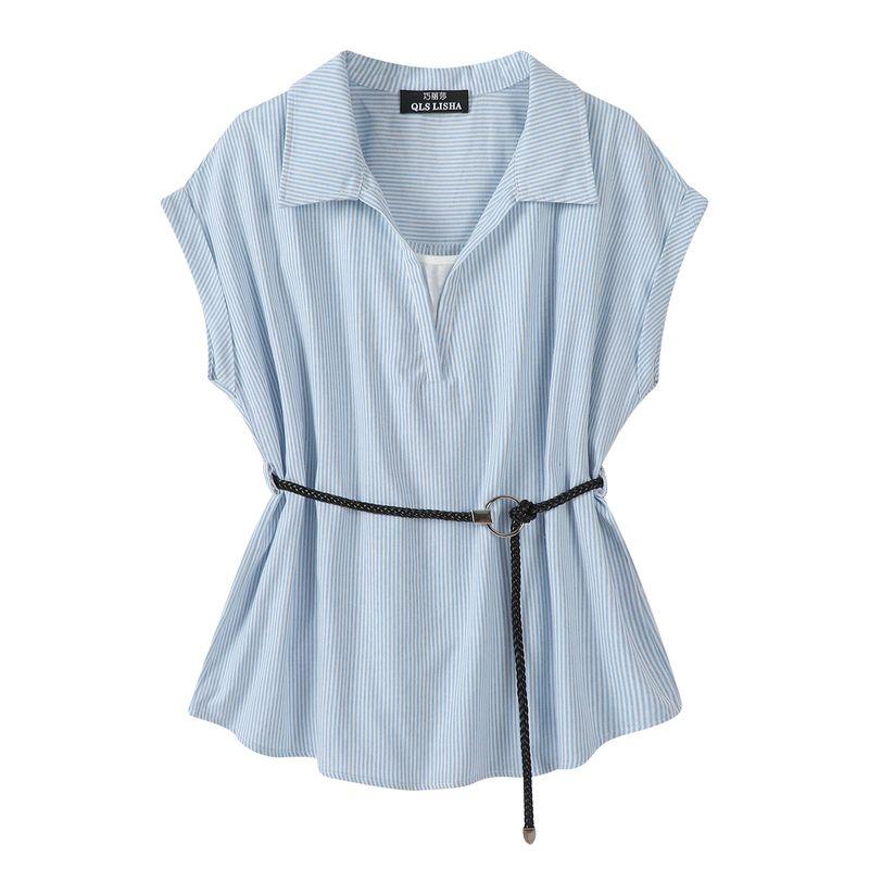 Qiaolisa French Style Retro Patchwork Lapel Shirt Women s Summer Thin Waist-Tight Slim Looking Unique Chic Stripes Tops Article light blue M
Qiaolisa French Style Retro Patchwork Lapel Shirt Women s Summer Thin Waist-Tight Slim Looking Unique Chic Stripes Tops Article light blue M