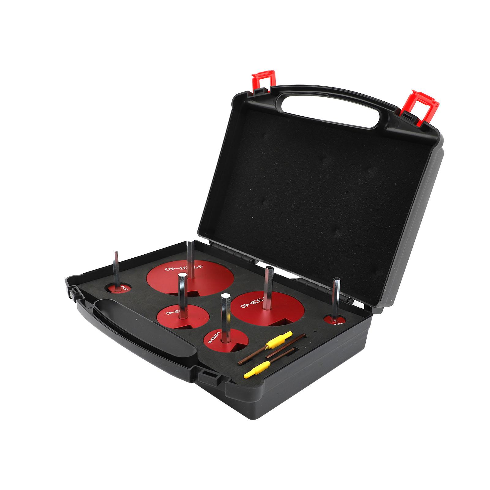 Набор из 6 шт. зенкеров для ПВХ труб, инструмент для снятия фаски с пластиковых труб, для дрели 1/2 дюйма, SCH40 ABS CPVC
Набор из 6 шт. зенкеров для ПВХ труб, инструмент для снятия фаски с пластиковых труб, для дрели 1/2 дюйма, SCH40 ABS CPVC