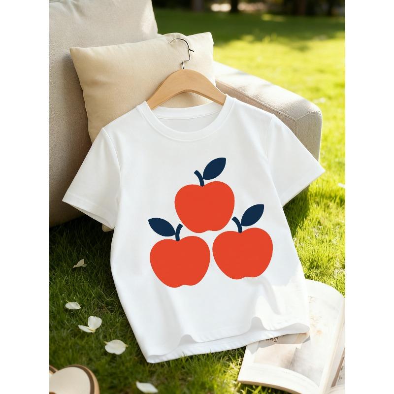 European sizes Girls Classic Round Neck Short Sleeve T-Shirt, Casual Design with Apple Print, Sweet and Refreshing, Ideal Gift 164cm
European sizes Girls Classic Round Neck Short Sleeve T-Shirt, Casual Design with Apple Print, Sweet and Refreshing, Ideal Gift 164cm