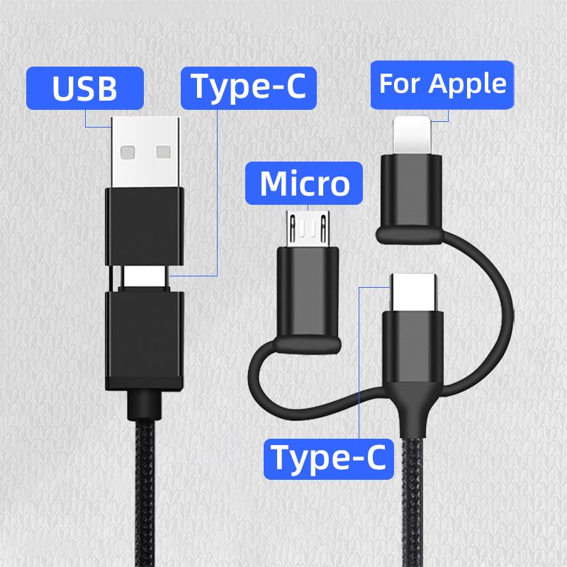60 Вт 5 в 1 USB-кабель даних USB A до типу C Micro Lighting PD QC 18 Вт Швидка зарядка для iPhone Samsung Huawei Xiaomi чорний
60 Вт 5 в 1 USB-кабель даних USB A до типу C Micro Lighting PD QC 18 Вт Швидка зарядка для iPhone Samsung Huawei Xiaomi чорний