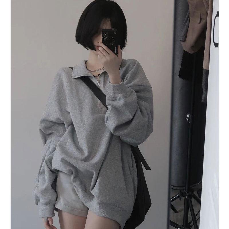 Korean-Style Grey Polo Collar Half-Zip Sweatshirt - Retro, Loose Casual Top M (suggested within 110 jin) серый
Korean-Style Grey Polo Collar Half-Zip Sweatshirt - Retro, Loose Casual Top M (suggested within 110 jin) серый