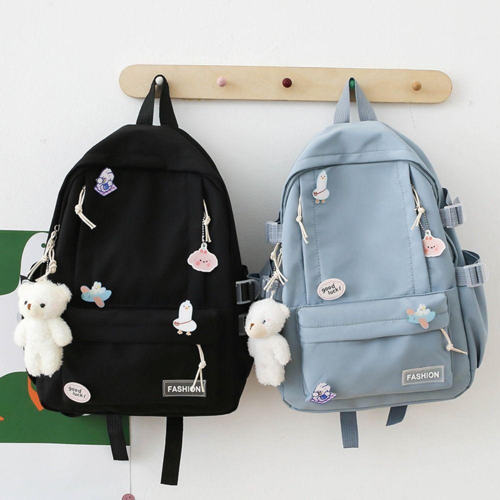 Badge Students School Bag Bear Pendant Shoulder Bag Kawaii Solid Color Backpack Students White-Without Badge&Pendant
Badge Students School Bag Bear Pendant Shoulder Bag Kawaii Solid Color Backpack Students White-Without Badge&Pendant