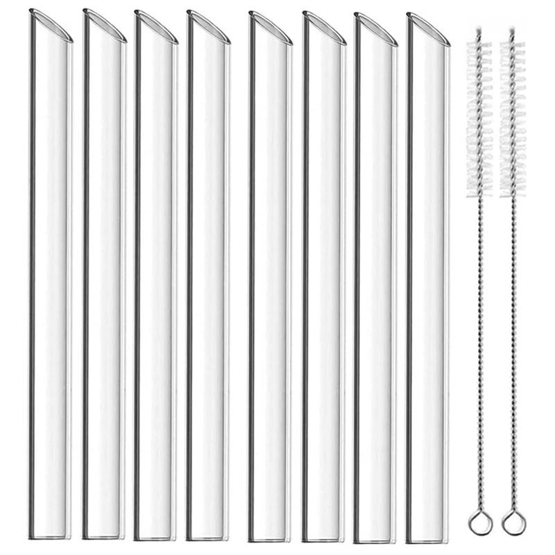 8 шт. 14 мм стеклянные трубочки, очень широкие трубочки Boba для Bubble Tea, смузи, молочных коктейлей, большие экологически чистые многоразовые питьевые трубочки