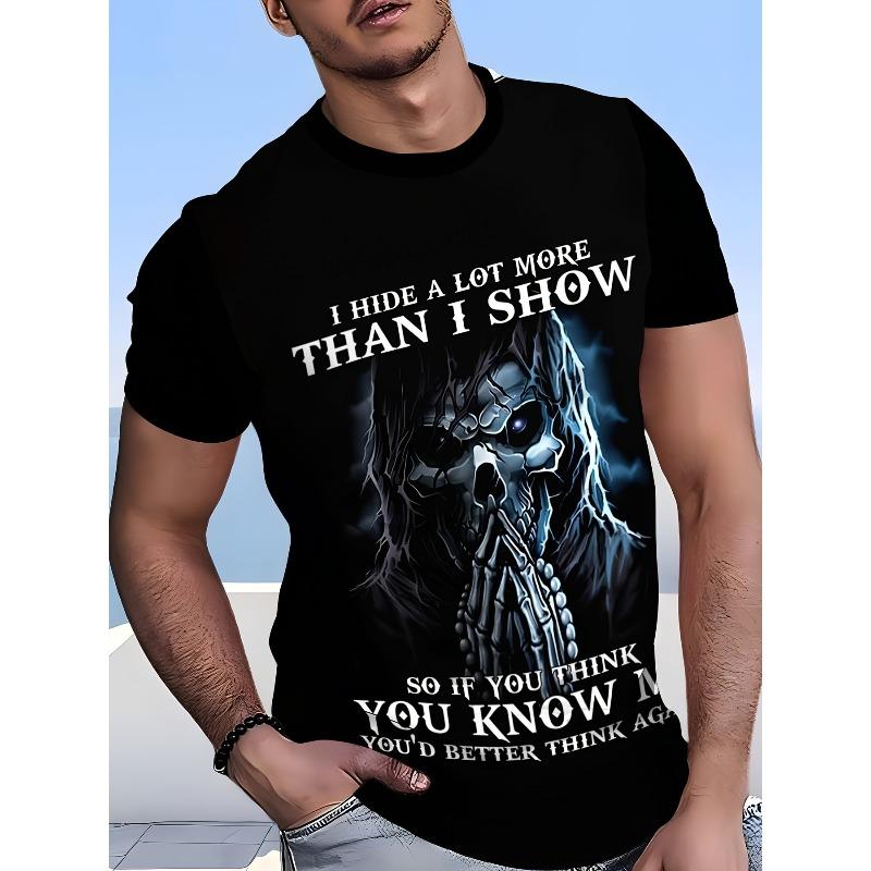 European Size Men S Skull Graphic T-Shirt - 3D Printed Streetwear, Black Casual Short Sleeve Tee with I Hide a Lot More Than I Show Design 4XL
European Size Men S Skull Graphic T-Shirt - 3D Printed Streetwear, Black Casual Short Sleeve Tee with I Hide a Lot More Than I Show Design 4XL