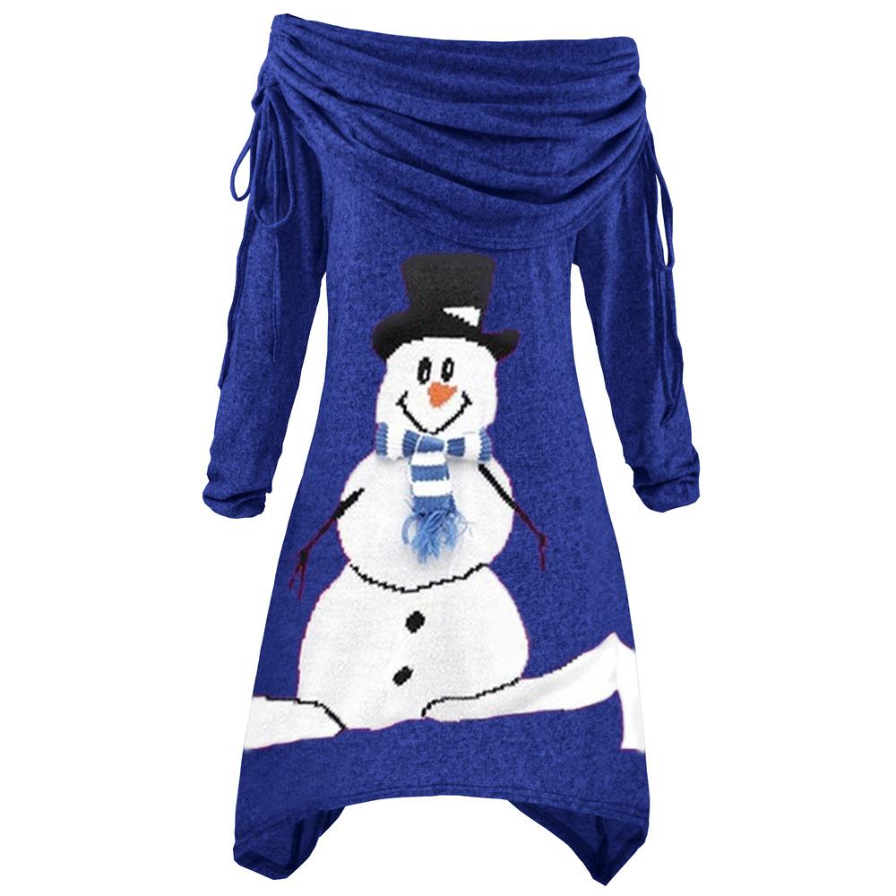 Popular autumn and winter women s Christmas women s clothing snowman print pleated collar irregular drawstring dress XXXL королівський синій колір
Popular autumn and winter women s Christmas women s clothing snowman print pleated collar irregular drawstring dress XXXL королівський синій колір