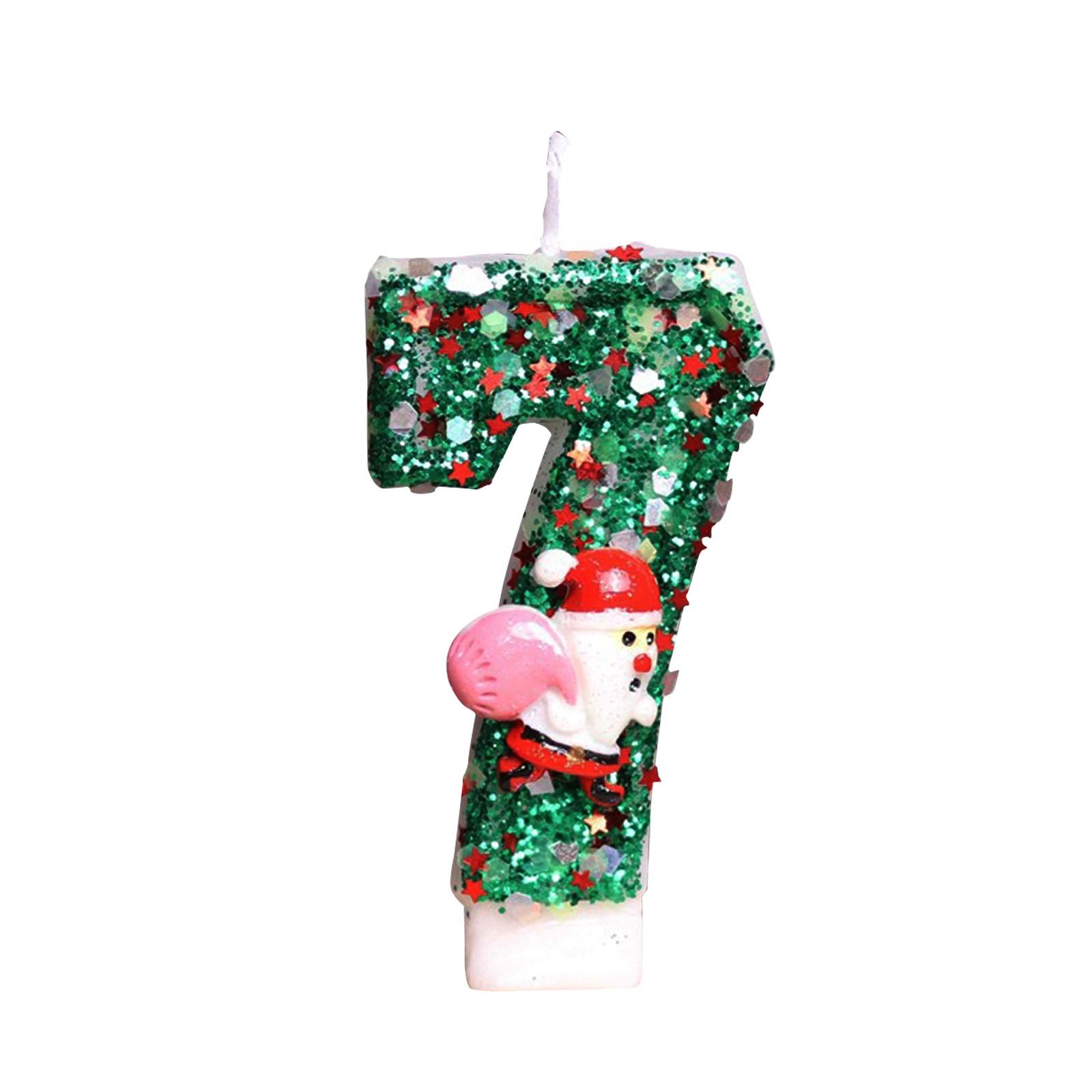 Рождественский номер День рождения Свеча Вечеринка Торт Украшение Подарок на день рождения Санта-Клаус One Size