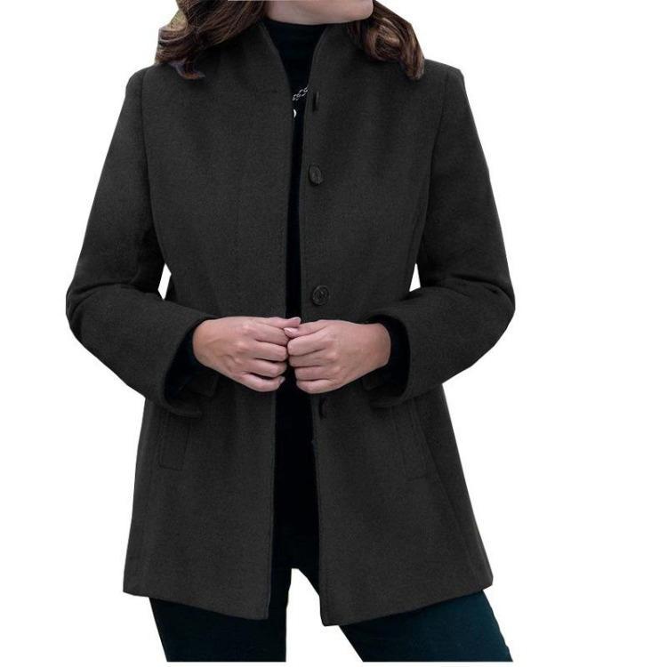 European American Style Winter Wool Coat Women Slim Long Lapel Button Sleeve Autumn Simple Fashion XS чёрный
European American Style Winter Wool Coat Women Slim Long Lapel Button Sleeve Autumn Simple Fashion XS чёрный