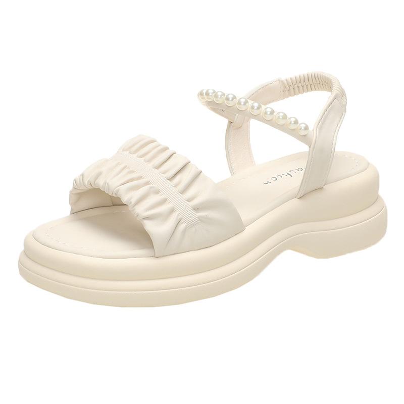 Korean version of pearl platform sandals women s summer new small one-word with open-toed fairy style Roman shoes 35
Korean version of pearl platform sandals women s summer new small one-word with open-toed fairy style Roman shoes 35