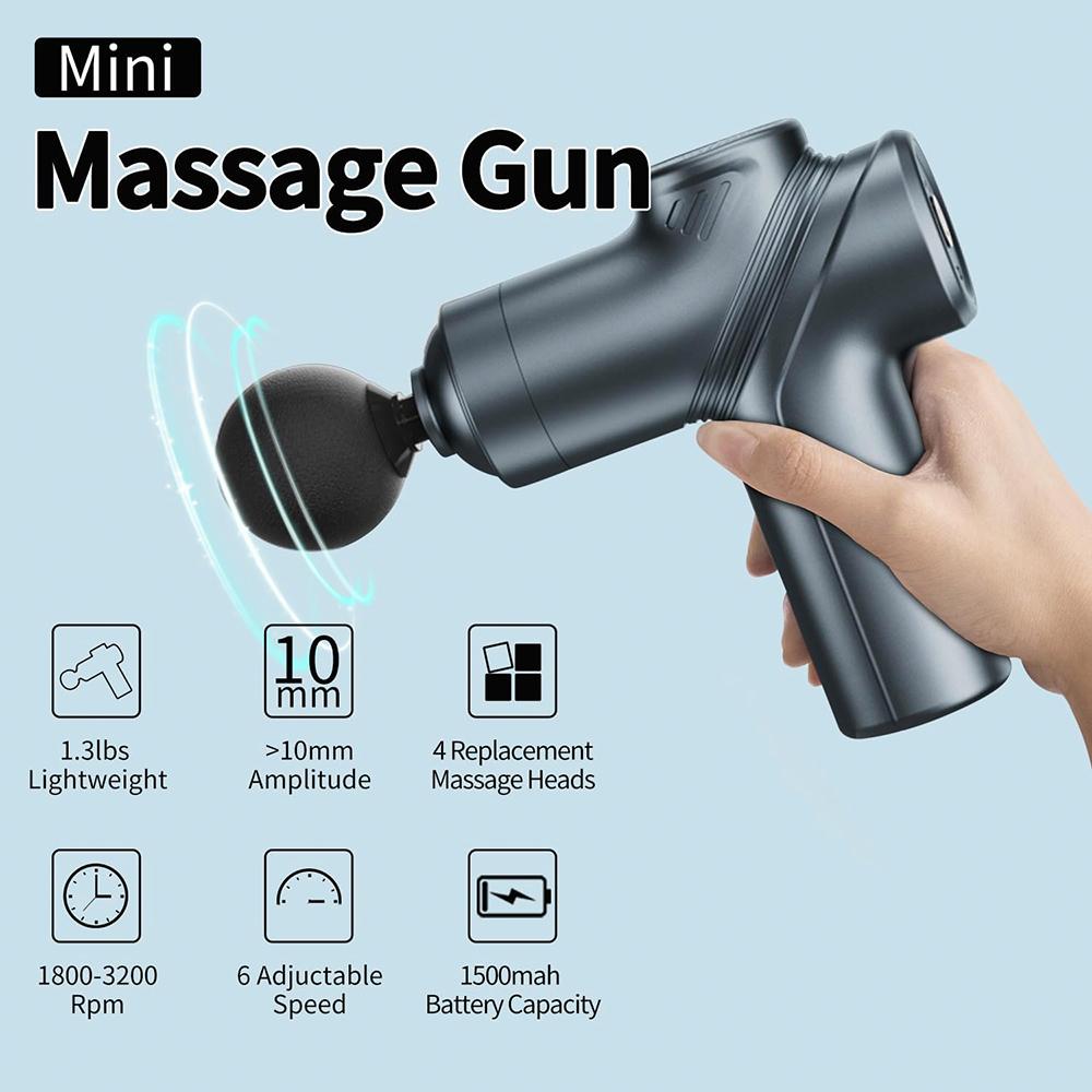 Deep Tissue Mini Massage Gun Muscle Percussion Massager for Athletes 4 Massages Head and 6 Speeds Grey Type C Charge
Deep Tissue Mini Massage Gun Muscle Percussion Massager for Athletes 4 Massages Head and 6 Speeds Grey Type C Charge