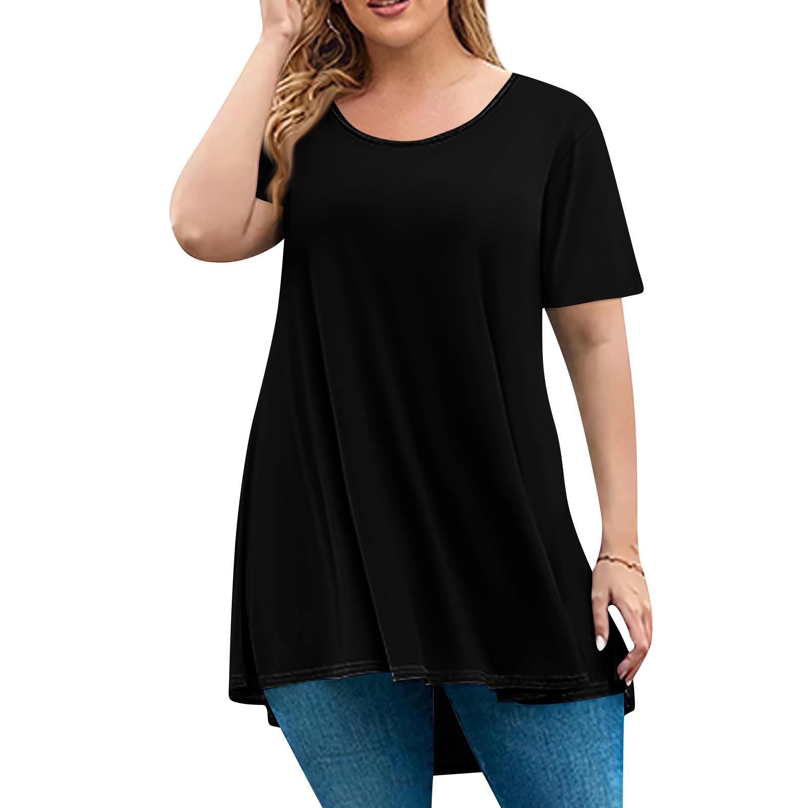 Женская мода большого размера с круглым вырезом и коротким рукавом, повседневный однотонный свободный пуловер XXXL чёрный
Женская мода большого размера с круглым вырезом и коротким рукавом, повседневный однотонный свободный пуловер XXXL чёрный