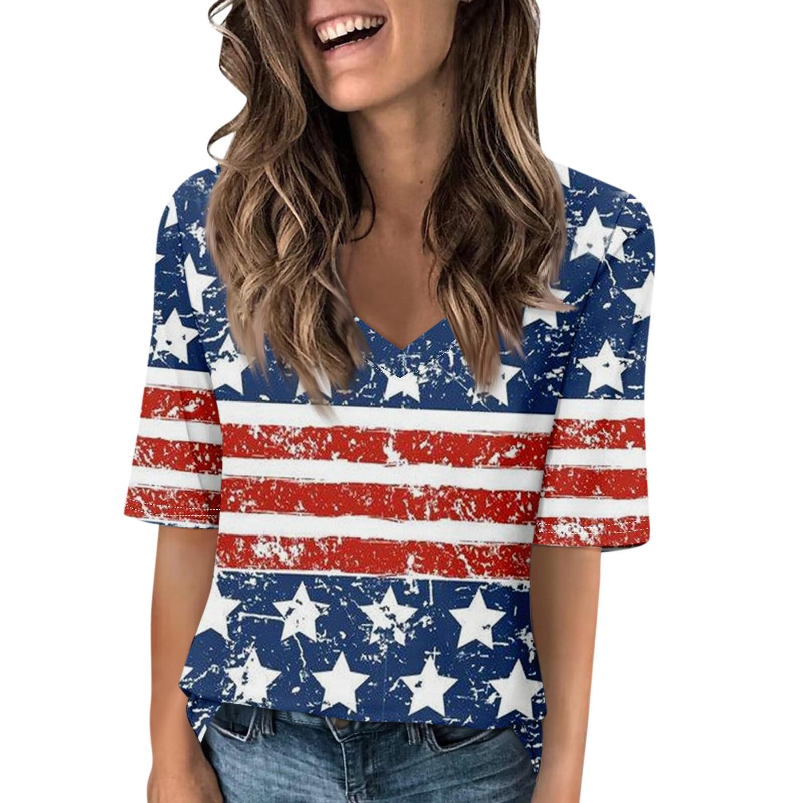 Жіночі футболки з V-подібним вирізом, напіврукав, повсякденні літні футболки з принтом на День незалежності, футболка, блуза S червоний
Жіночі футболки з V-подібним вирізом, напіврукав, повсякденні літні футболки з принтом на День незалежності, футболка, блуза S червоний