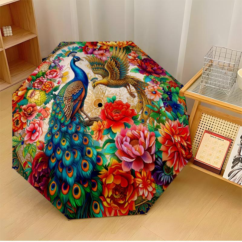 Vibrant Peacock with Roses (1) Printed umbrella windproof folding umbrella portable sun and rain umbrella suitable for gifting
Vibrant Peacock with Roses (1) Printed umbrella windproof folding umbrella portable sun and rain umbrella suitable for gifting