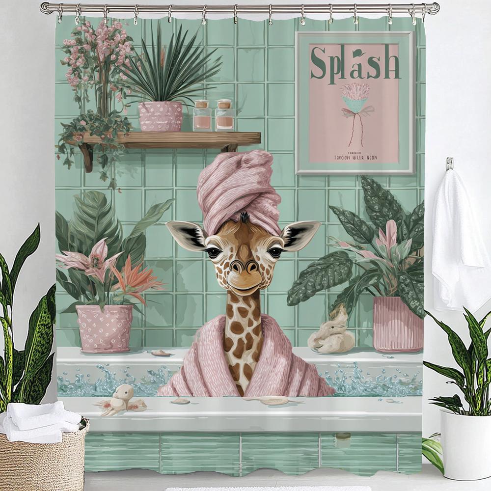 Bathroom Zebra Cat And Dog Shower Curtain, Floral Plants, Pink Walls And Bathtub Green Tile Bathroom Decorative Shower Curtain W60H190(CM)-1 Pcs
Bathroom Zebra Cat And Dog Shower Curtain, Floral Plants, Pink Walls And Bathtub Green Tile Bathroom Decorative Shower Curtain W60H190(CM)-1 Pcs