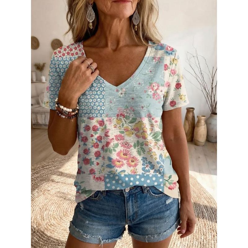Women s Bohemian Floral Plant Print T-Shirt, Vintage V-Neck Short Sleeve, Blue Green Beige, Spring Summer XL
Women s Bohemian Floral Plant Print T-Shirt, Vintage V-Neck Short Sleeve, Blue Green Beige, Spring Summer XL