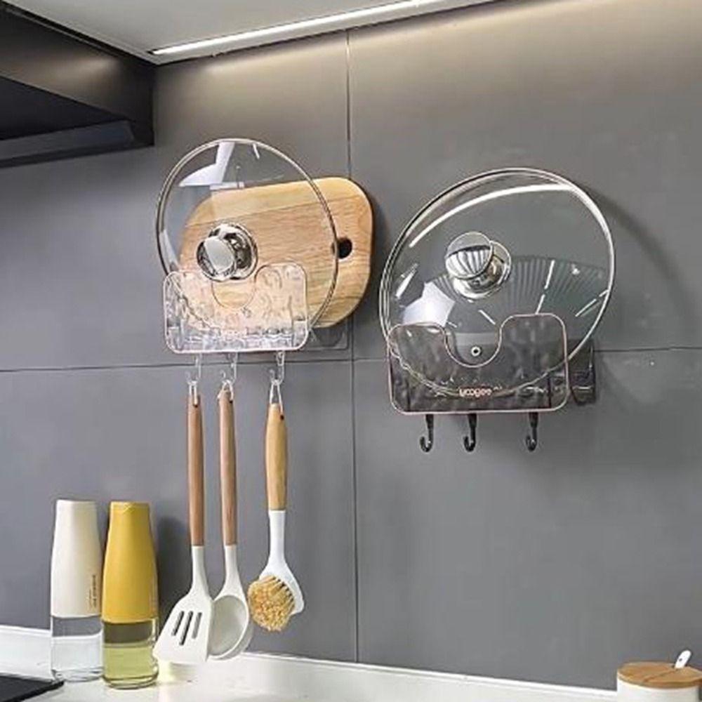 Настенный держатель для крышки кастрюли без перфорации, самоклеящаяся разделочная доска, стеллаж для хранения на кухне серый/прозрачный 
Настенный держатель для крышки кастрюли без перфорации, самоклеящаяся разделочная доска, стеллаж для хранения на кухне серый/прозрачный
