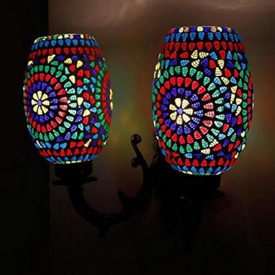 Double dome glass wall lamp for living & home decoration turkish lamp (multicolur, bulb not included); Made in India 
Double dome glass wall lamp for living & home decoration turkish lamp (multicolur, bulb not included); Made in India