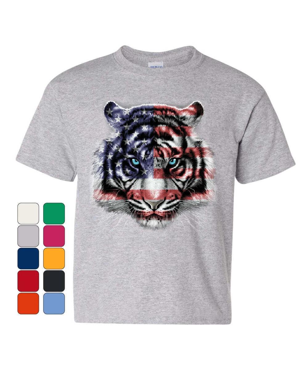 American White Tiger Youth kids boys T-Shirt Stars and Stripes Wild Cat Nature Kids Tee 110
American White Tiger Youth kids boys T-Shirt Stars and Stripes Wild Cat Nature Kids Tee 110