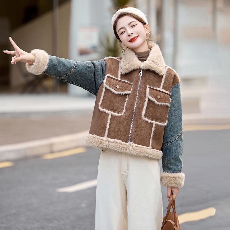 Women s Fleece-Lined Denim & Shearling Jacket, Fashionable Turn-Down Collar - Autumn/Winter Collection L (for 115-125 jin)
Women s Fleece-Lined Denim & Shearling Jacket, Fashionable Turn-Down Collar - Autumn/Winter Collection L (for 115-125 jin)