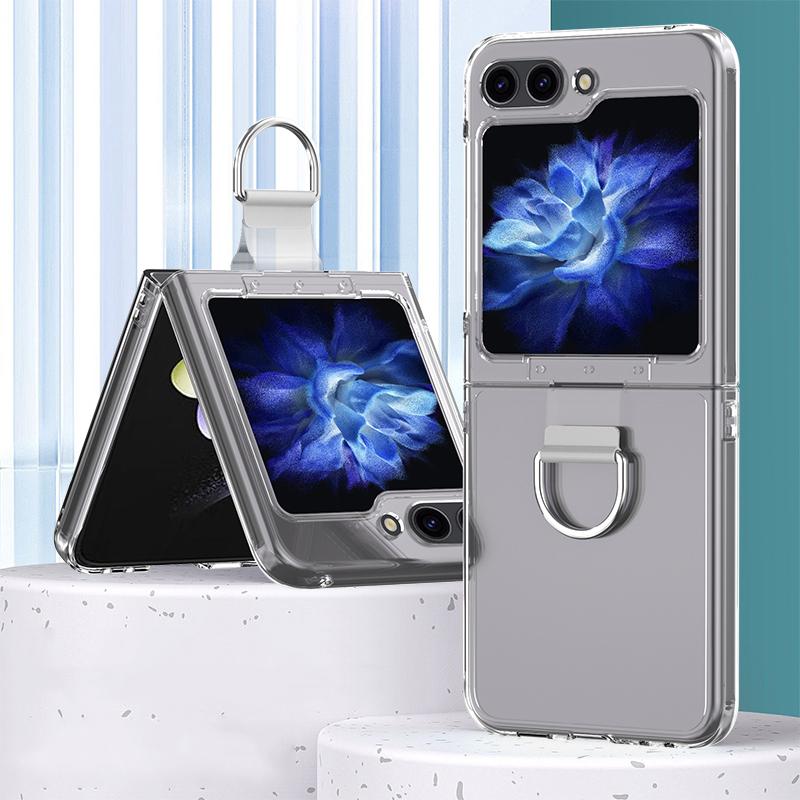 For Samsung Galaxy Z Flip5 5G Hard PC Skin-touch Phone Case Metal Ring Holder Anti-Slip Cover Transparent
For Samsung Galaxy Z Flip5 5G Hard PC Skin-touch Phone Case Metal Ring Holder Anti-Slip Cover Transparent