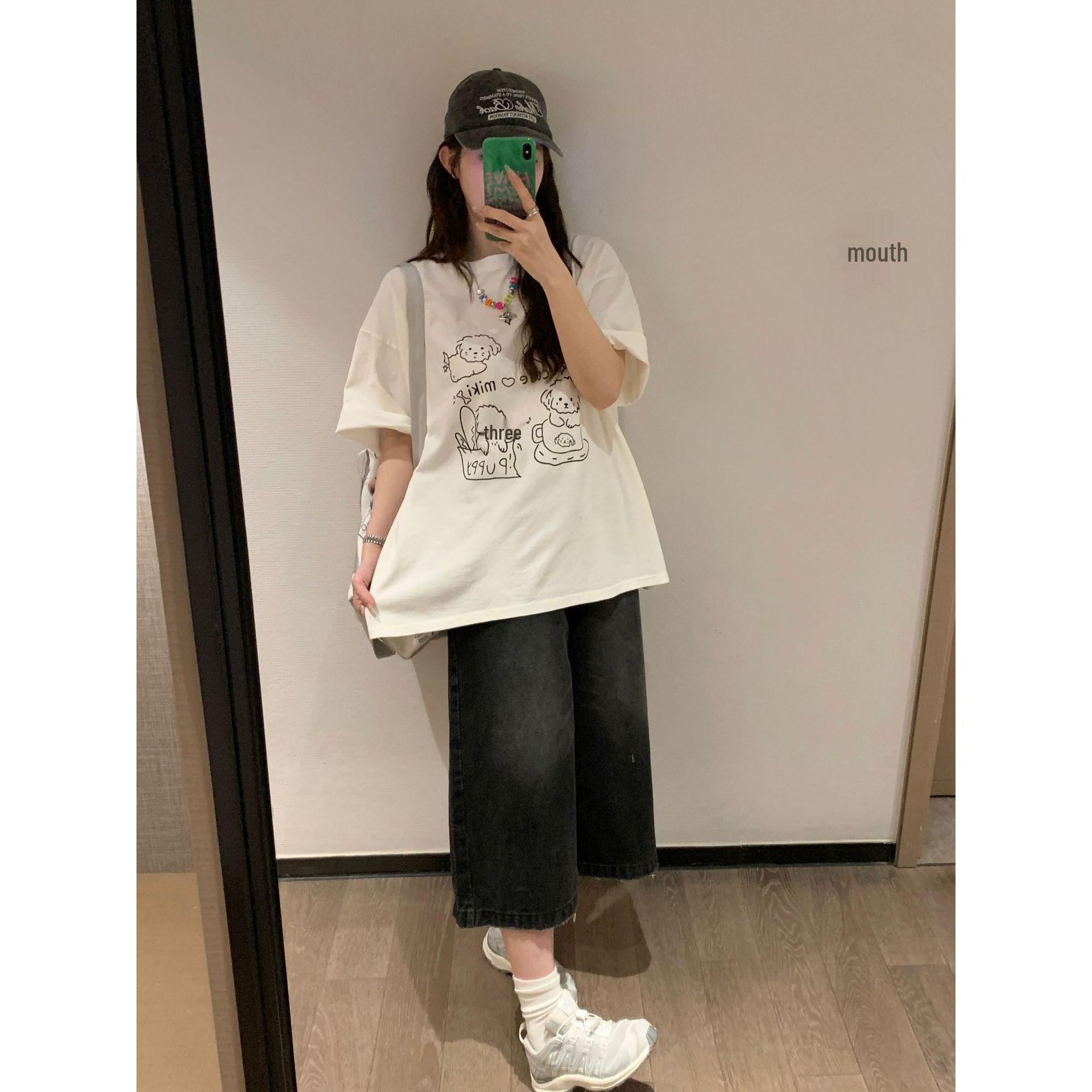 Women s Cute Puppy Print Crew Neck T-Shirt - Spring/Summer 2025 Short Sleeve, Loose Slimming Fit, Trendy Straight Shoulder Design M
Women s Cute Puppy Print Crew Neck T-Shirt - Spring/Summer 2025 Short Sleeve, Loose Slimming Fit, Trendy Straight Shoulder Design M