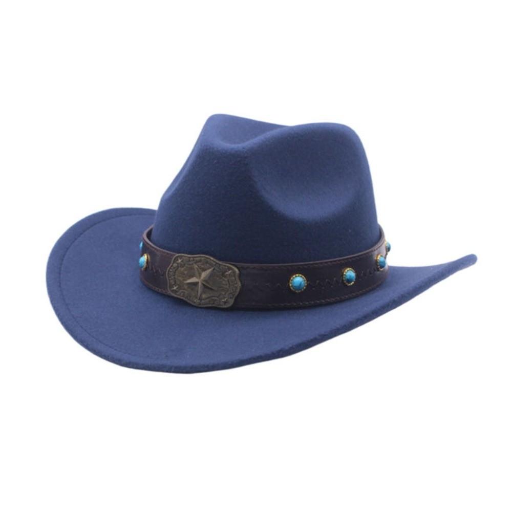Artificial Suede Western Cowboy Hat Tibetan Style Jazz Fedora Hats New Felt Cap Outdoor Riding темно-синього кольору
Artificial Suede Western Cowboy Hat Tibetan Style Jazz Fedora Hats New Felt Cap Outdoor Riding темно-синього кольору