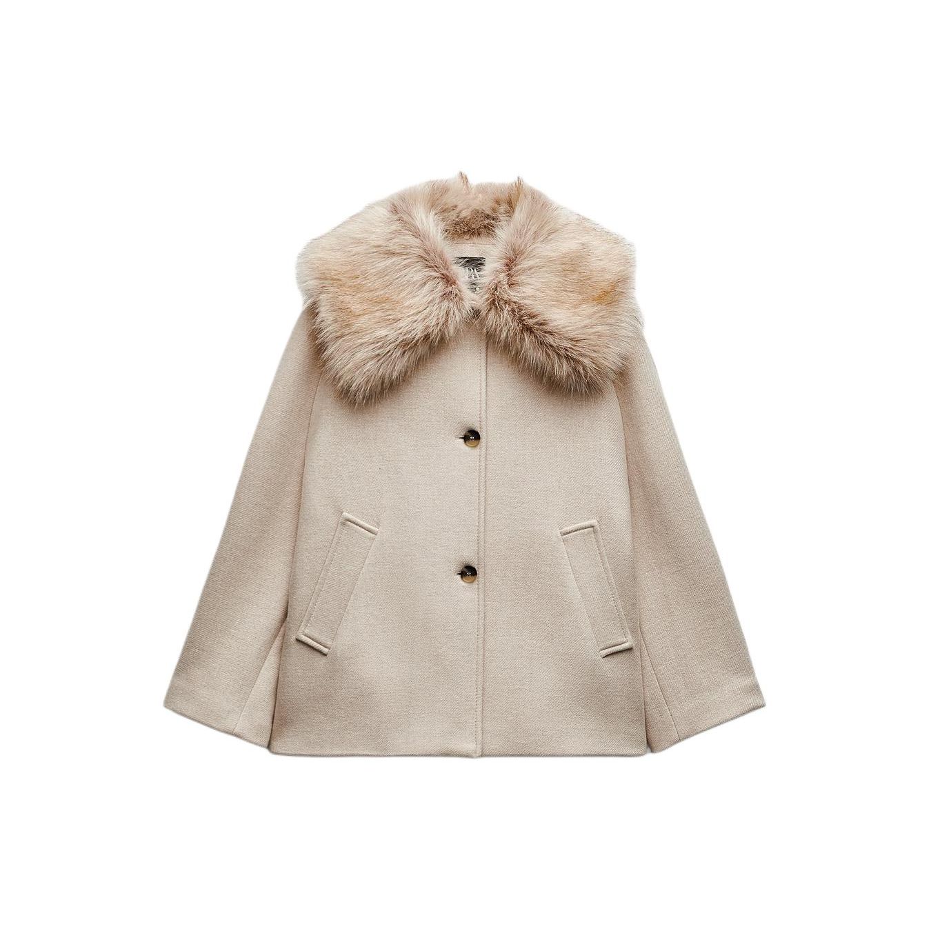 Zara Однобортное минималистичное пальто с меховым воротником и длинными рукавами серии Zw, женские пальто бежевого цвета 2140762-710 XL
Zara Однобортное минималистичное пальто с меховым воротником и длинными рукавами серии Zw, женские пальто бежевого цвета 2140762-710 XL