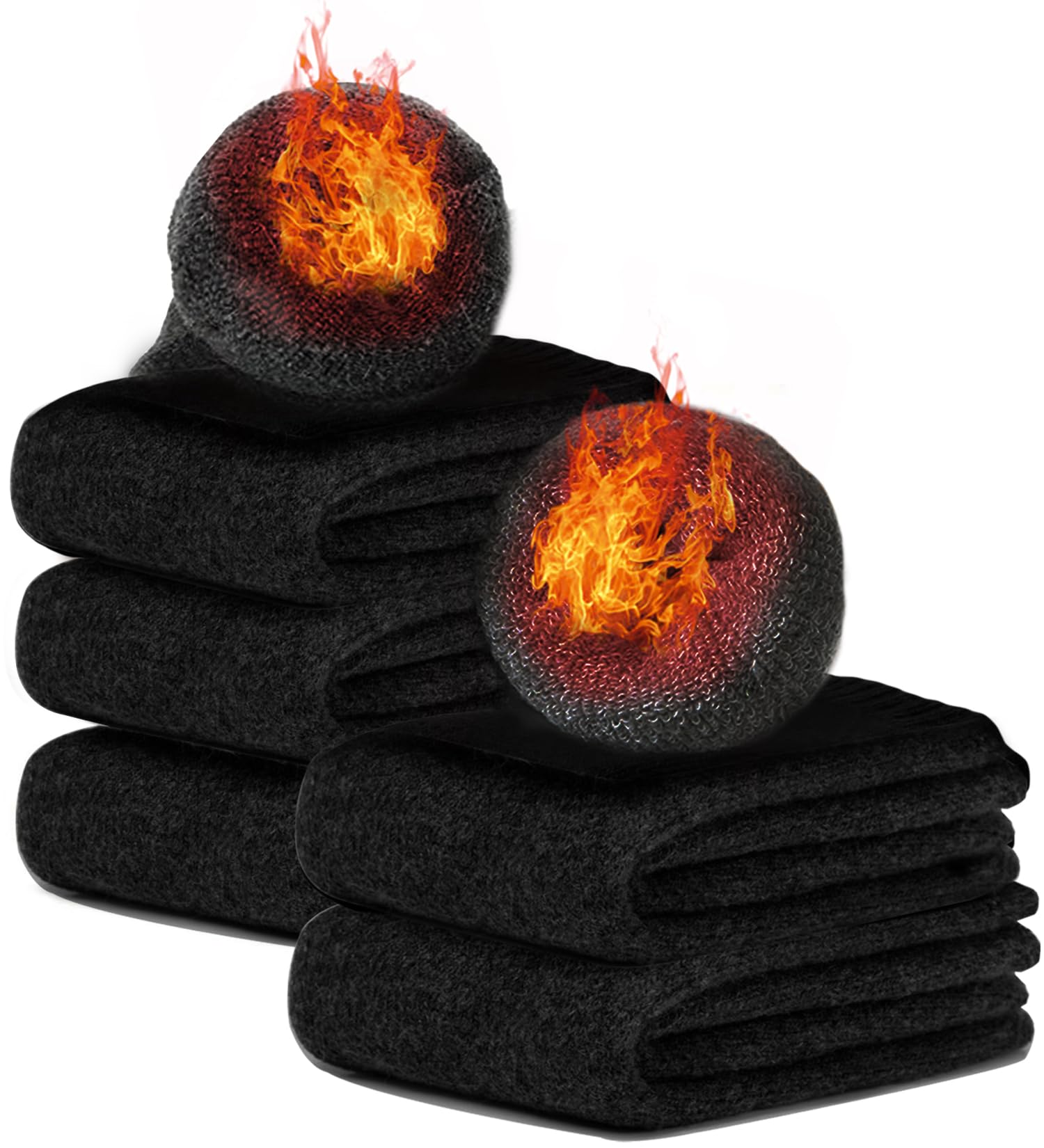 Andeor Толстые Зимние Носки Температура Очень Толстый Махровый Шерстяной Тепло Шерстяные Носки для Холода и Идеально для и Размеры 5 Мужские [Ультра-Теплый 38°C Контроль,