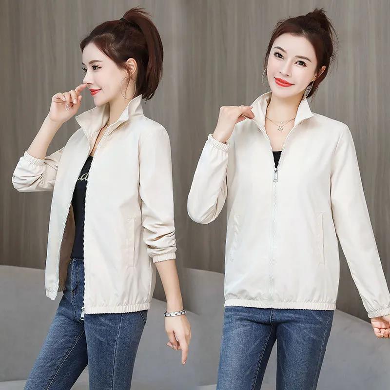 Пояс с двойной шнуровкой Libuchi, осенняя женская маленькая ароматная ветровка, женская повседневная свободная куртка с воротником-стойкой XXXXL бежевый