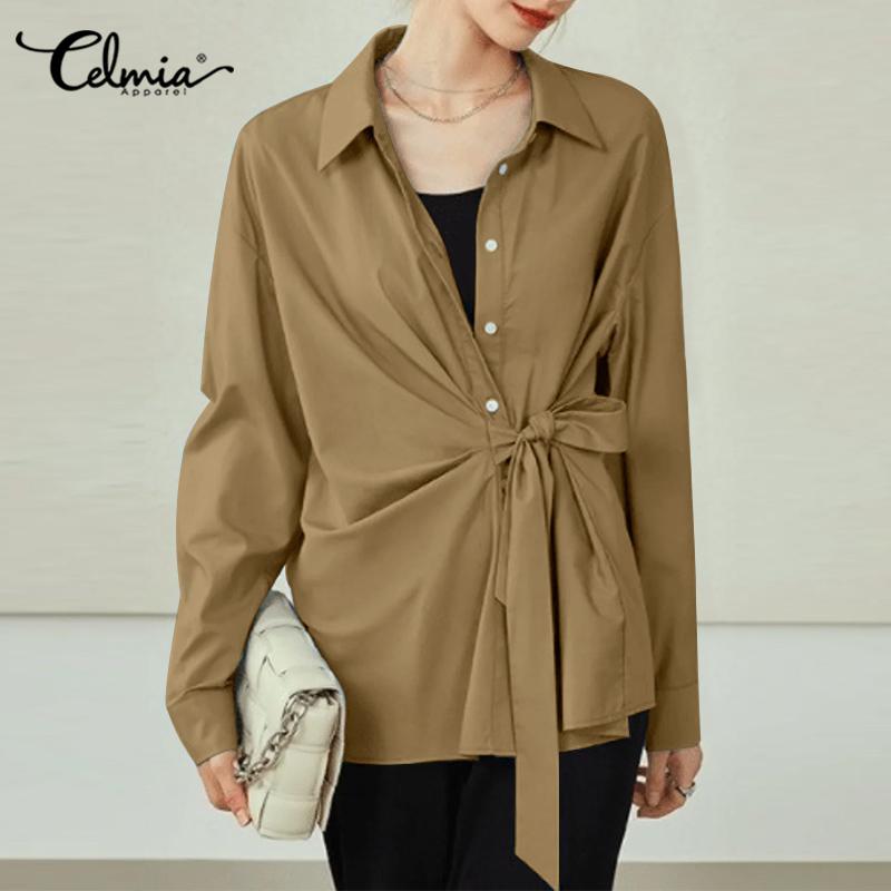 Celmia Spring Женская мода Офис Элегантные блузки Длинные рукава Отложный воротник Бандаж Повседневные рубашки Плюс Размер Топы
Celmia Spring Женская мода Офис Элегантные блузки Длинные рукава Отложный воротник Бандаж Повседневные рубашки Плюс Размер Топы