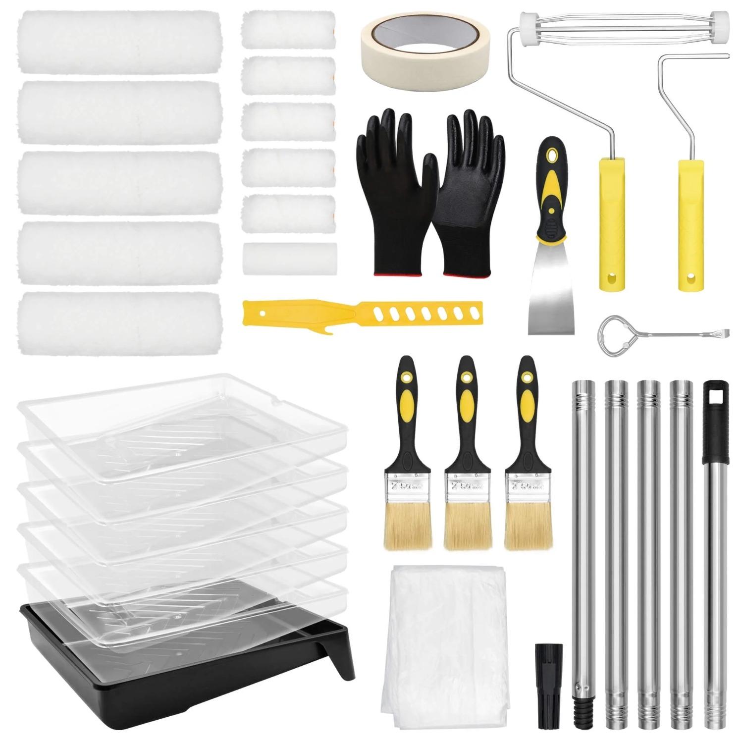 Sentryse Paint Roller Kit, 33 Pcs Paint Rollers with Extension Pole, Roller Paint Brush for Painting Walls 33-Pack
Sentryse Paint Roller Kit, 33 Pcs Paint Rollers with Extension Pole, Roller Paint Brush for Painting Walls 33-Pack