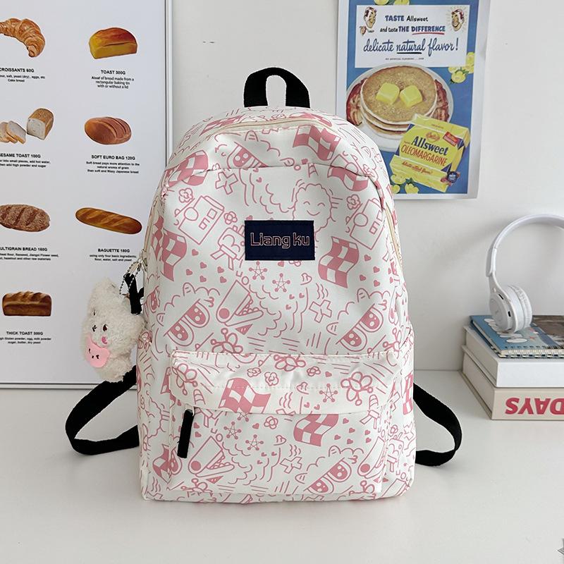 Рюкзак женский милый школьный ученик средней школы большой емкости трендовый рюкзак с рисунком из мультфильма школьный портфель для учеников начальной школы single package розовый