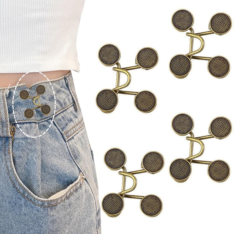 GEJ-Tech waist adjustment button denim jeans pin set of 4 white gold hook adjuster (Antique, set of 4)
GEJ-Tech waist adjustment button denim jeans pin set of 4 white gold hook adjuster (Antique, set of 4)