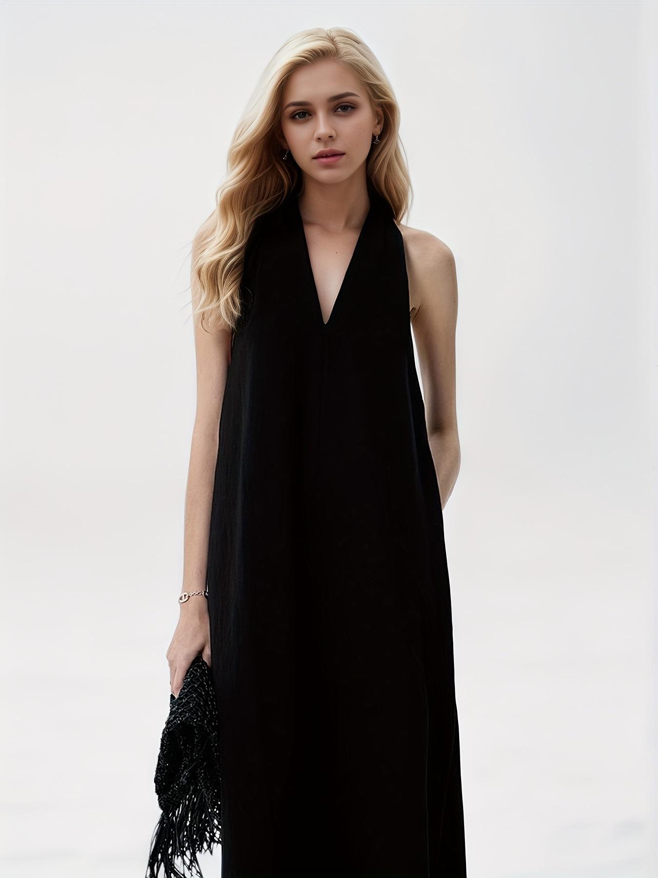 European and American popular spring and summer design sense fashion temperament loose vacation style neck V-neck dress XL чорний
European and American popular spring and summer design sense fashion temperament loose vacation style neck V-neck dress XL чорний