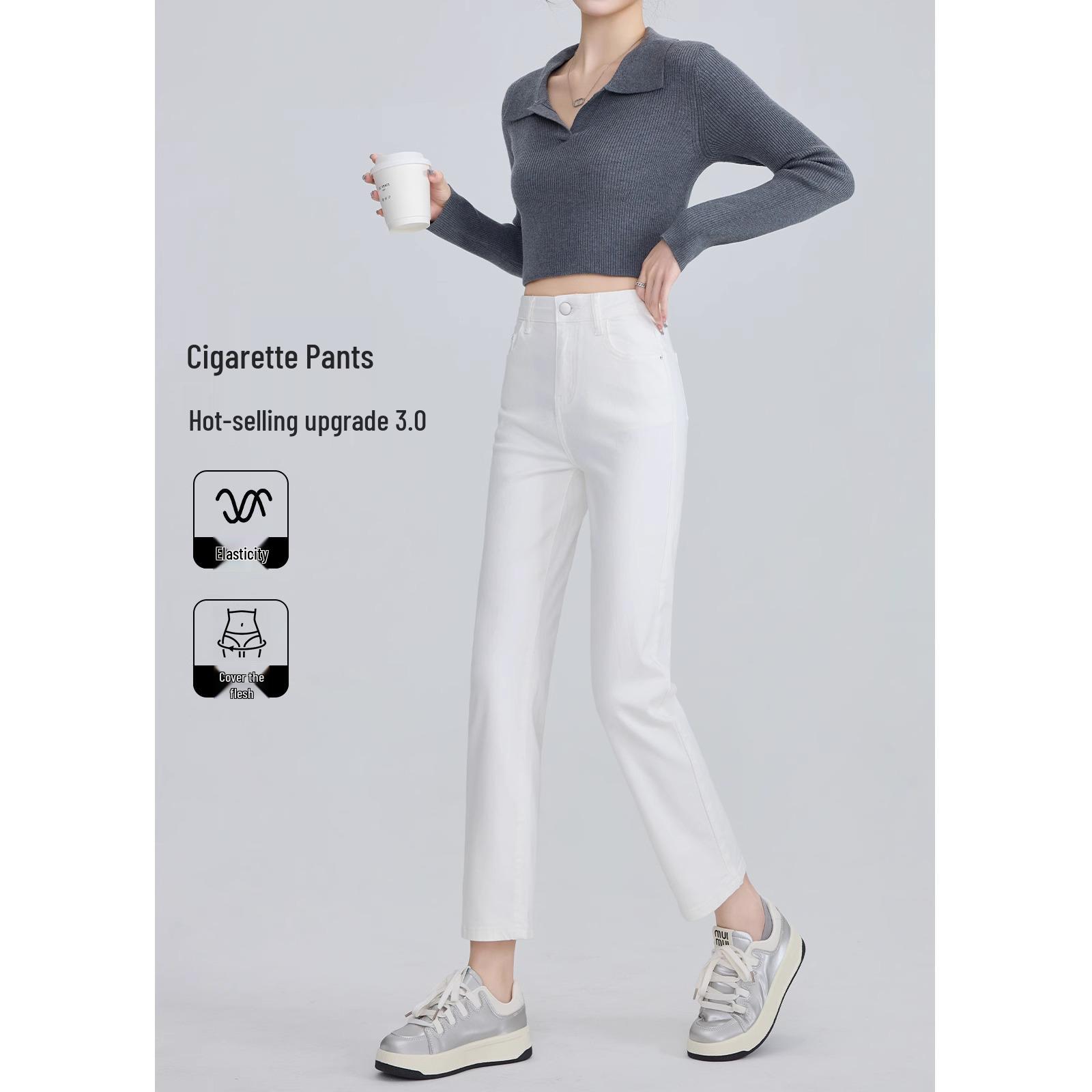 Women s High-Waisted White Cigarette Pants - Nine-Point Slimming & Body-Shaping Straight-Leg Jeans for Early Spring 2025. Size 32: 146-155 lbs
Women s High-Waisted White Cigarette Pants - Nine-Point Slimming & Body-Shaping Straight-Leg Jeans for Early Spring 2025. Size 32: 146-155 lbs