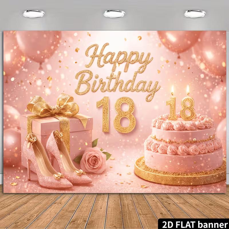 2D 18th Birthday Photography Background, Rose Gold Themed Party Backdrop Banner 47.2x31.5inch/120*80cm
2D 18th Birthday Photography Background, Rose Gold Themed Party Backdrop Banner 47.2x31.5inch/120*80cm