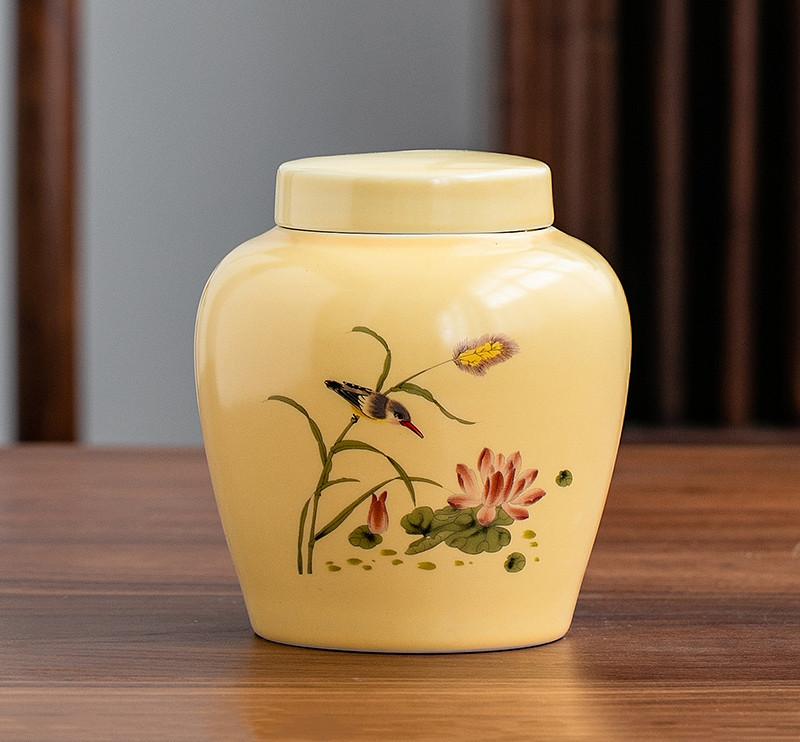 Большая керамическая чайница с цветочным узором, контейнеры для тегуаньинь, дорожная чайная коробка, герметичная банка для чая, специй, кофе, печенья, емкость для хранения A7 7.4X13.2CM 800ML