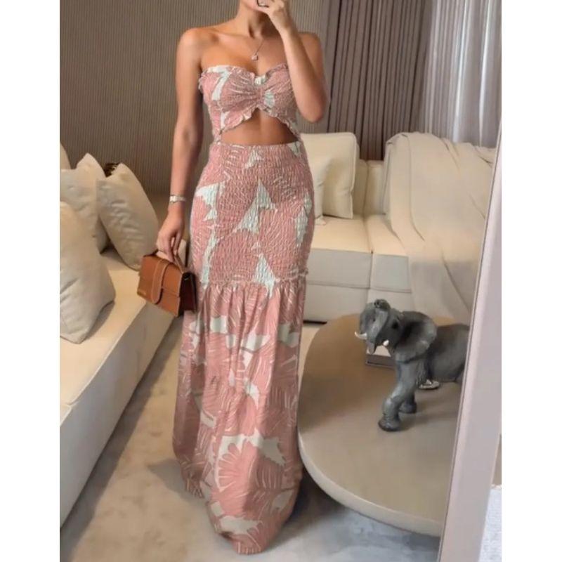2025 European and American Hanging Neck Print Pleat Dress Casual Lace-up Vacation Hip Skirt Pink S
2025 European and American Hanging Neck Print Pleat Dress Casual Lace-up Vacation Hip Skirt Pink S