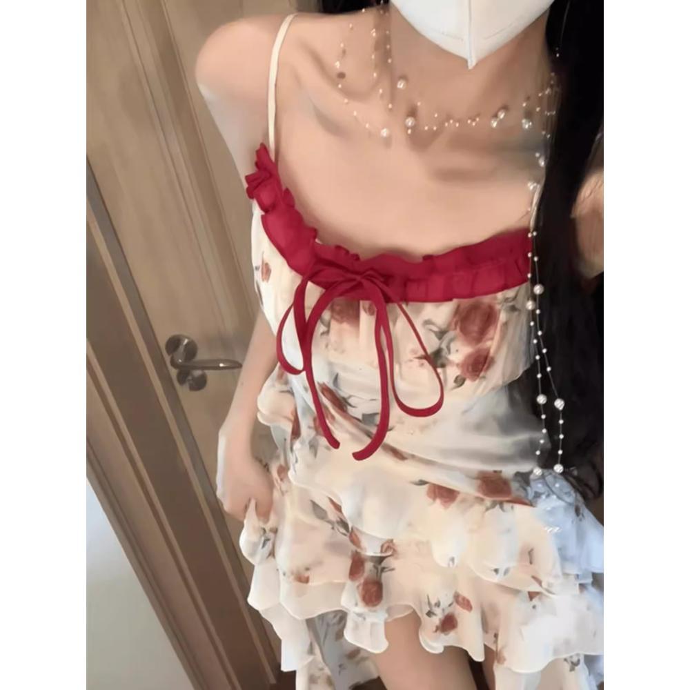 Floral Ruffle Strap Dress - Fairy Summer Waist-Slimming Irregular Hem Long Dress M (45-50kg)
Floral Ruffle Strap Dress - Fairy Summer Waist-Slimming Irregular Hem Long Dress M (45-50kg)