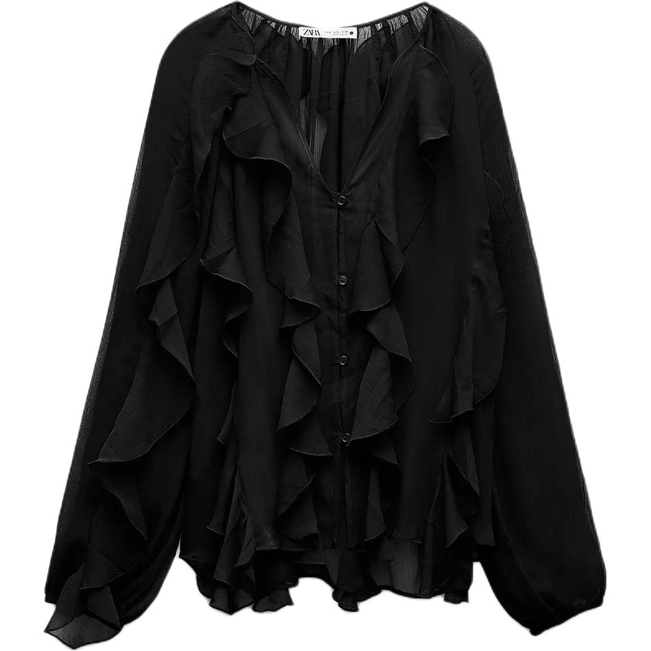 Zara Solid Color V-Neck Puff Sleeve Long Sleeve Shirt Women tops Black 4786270-800 XS
Zara Solid Color V-Neck Puff Sleeve Long Sleeve Shirt Women tops Black 4786270-800 XS