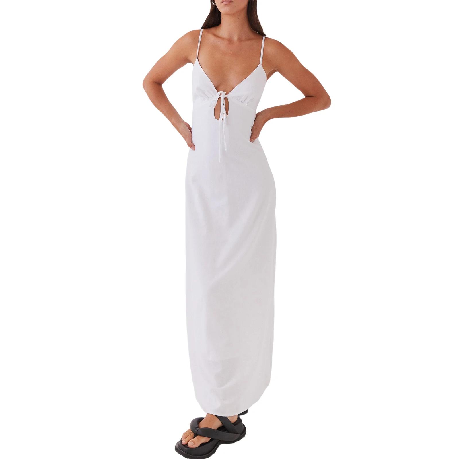 Women Sleeveless Spaghetti Strap Tie-up Front Loose Dress Back Cutout Dress Summer Solid Color Long Dress Party Clubwear S белый
Women Sleeveless Spaghetti Strap Tie-up Front Loose Dress Back Cutout Dress Summer Solid Color Long Dress Party Clubwear S белый
